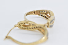 Load image into Gallery viewer, 14K Vintage Diamond Twist Oval Fashion Hoop Earrings Yellow Gold