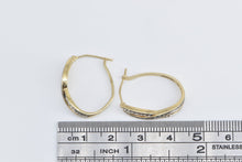 Load image into Gallery viewer, 14K Vintage Diamond Twist Oval Fashion Hoop Earrings Yellow Gold