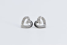 Load image into Gallery viewer, 14K Vintage Diamond Heart Love Symbol Stud Earrings White Gold