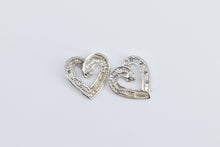 Load image into Gallery viewer, 14K Vintage Diamond Heart Love Symbol Stud Earrings White Gold