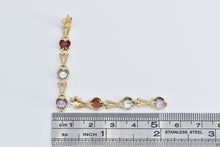 Load image into Gallery viewer, 14K Heart Garnet Topaz Amethyst Tiered Dangle Earrings Yellow Gold