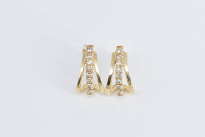 14K 0.29 Ctw Diamond Curved Vintage Hoop Earrings Yellow Gold