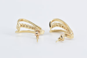 14K 0.29 Ctw Diamond Curved Vintage Hoop Earrings Yellow Gold