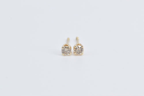 14K 0.14 Ctw Diamond Solitaire Classic Stud Earrings Yellow Gold