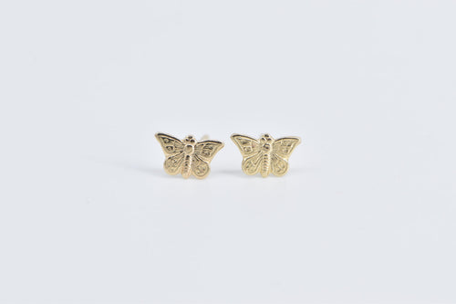 14K Butterfly Beauty Change Symbol Cute Stud Earrings Yellow Gold