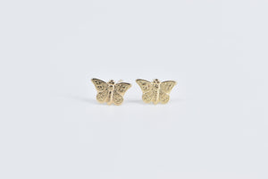 14K Butterfly Beauty Change Symbol Cute Stud Earrings Yellow Gold