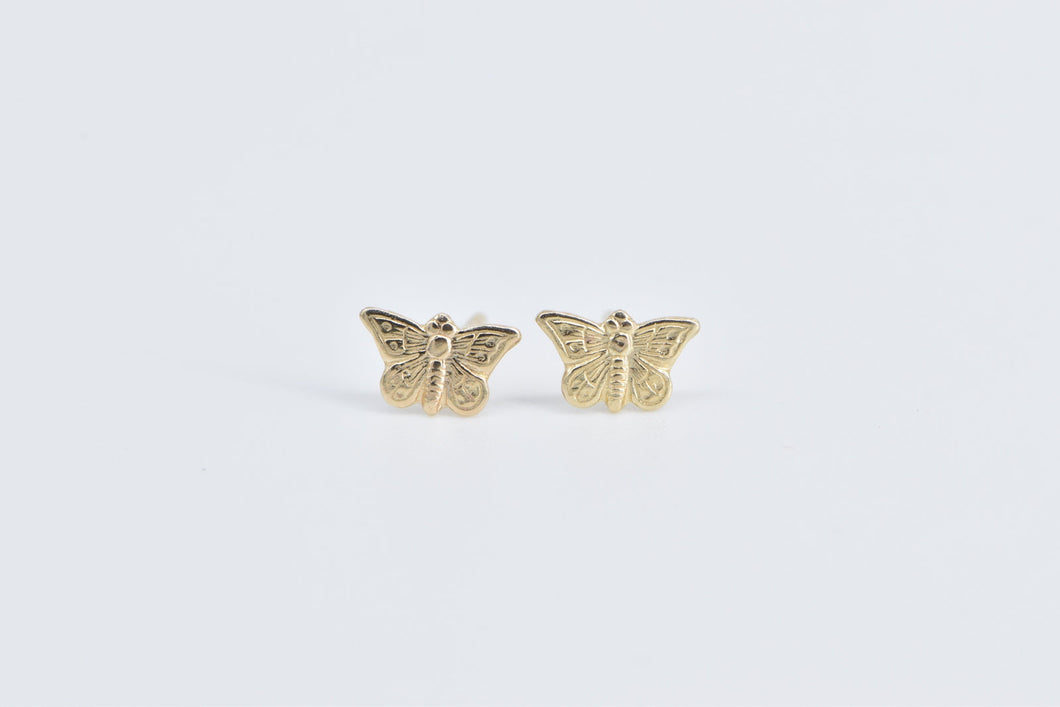 14K Butterfly Beauty Change Symbol Cute Stud Earrings Yellow Gold