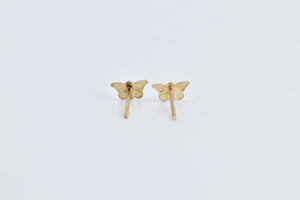 14K Butterfly Beauty Change Symbol Cute Stud Earrings Yellow Gold