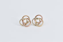 Load image into Gallery viewer, 14K Tri Tone Circle Vintage Knot Fashion Stud Earrings Yellow Gold