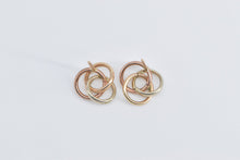 Load image into Gallery viewer, 14K Tri Tone Circle Vintage Knot Fashion Stud Earrings Yellow Gold