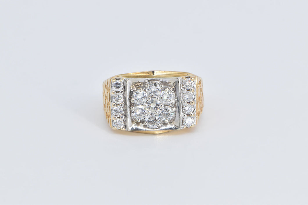 10K 1.57 Ctw Diamond Round Men's Nugget Ring Yellow Gold