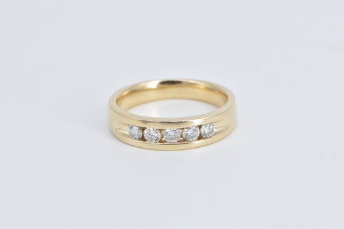 14K 0.70 Ctw Diamond Classic Men's Wedding Band Ring Yellow Gold