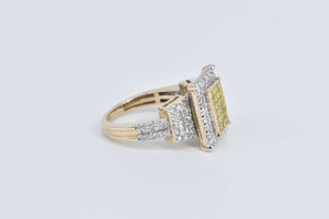 10K 1.20 Ctw Princess Yellow Diamond Statement Ring White Gold