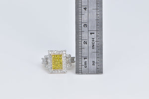 10K 1.20 Ctw Princess Yellow Diamond Statement Ring White Gold