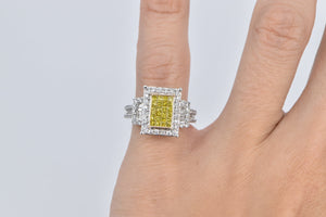 10K 1.20 Ctw Princess Yellow Diamond Statement Ring White Gold