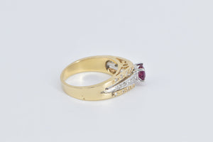 14K Two Tone Natural Ruby Diamond Engagement Ring Yellow Gold