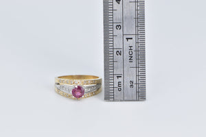 14K Two Tone Natural Ruby Diamond Engagement Ring Yellow Gold