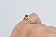 Load image into Gallery viewer, 14K Two Tone Natural Ruby Diamond Engagement Ring Yellow Gold