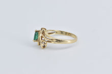 Load image into Gallery viewer, 14K Pear Cut Emerald Diamond Swirl Vintage Ring Yellow Gold