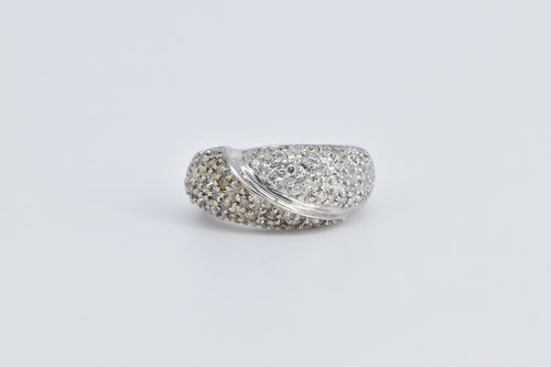 14K Pave Diamond Encrusted Statement Band Ring White Gold