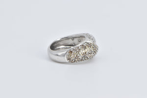 14K Pave Diamond Encrusted Statement Band Ring White Gold