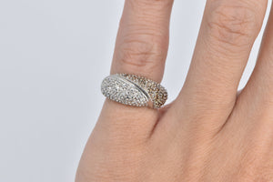 14K Pave Diamond Encrusted Statement Band Ring White Gold