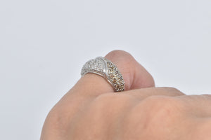 14K Pave Diamond Encrusted Statement Band Ring White Gold