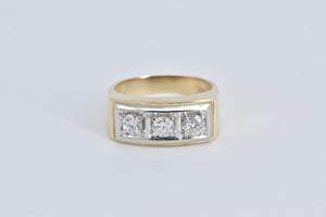 14K 0.78 Ctw Diamond Squared Three Stone Men's Ring Yellow Gold