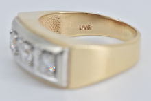 Load image into Gallery viewer, 14K 0.78 Ctw Diamond Squared Three Stone Men&#39;s Ring Yellow Gold