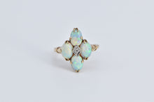 Load image into Gallery viewer, 10K Victorian Natural Opal Diamond Accent Cluster Ring Yellow Gold