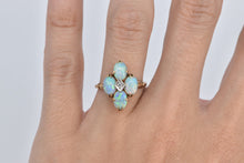 Load image into Gallery viewer, 10K Victorian Natural Opal Diamond Accent Cluster Ring Yellow Gold