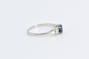 14K 0.90 Ctw Natural Sapphire Diamond Engagement Ring White Gold