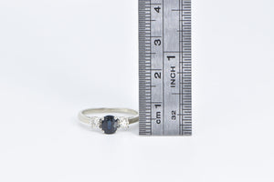 14K 0.90 Ctw Natural Sapphire Diamond Engagement Ring White Gold