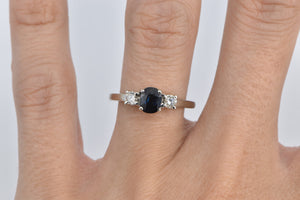 14K 0.90 Ctw Natural Sapphire Diamond Engagement Ring White Gold