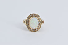 Load image into Gallery viewer, 14K Natural Opal Diamond Halo Ornate Statement Ring Yellow Gold