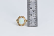 Load image into Gallery viewer, 14K Natural Opal Diamond Halo Ornate Statement Ring Yellow Gold