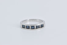 Load image into Gallery viewer, 14K Princess Sapphire Baguette Diamond Band Ring White Gold