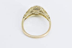 14K 0.20 Ct Ornate Filigree Diamond Engagement Ring Yellow Gold