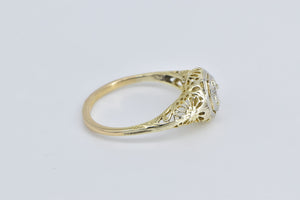 14K 0.20 Ct Ornate Filigree Diamond Engagement Ring Yellow Gold