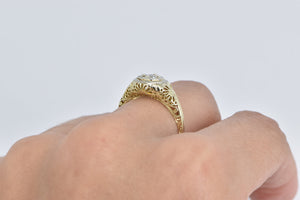 14K 0.20 Ct Ornate Filigree Diamond Engagement Ring Yellow Gold