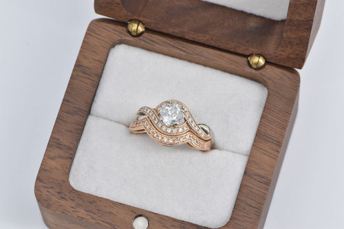 14K 1.00 Ctw Radiant Diamond Engagement Set Ring Rose Gold