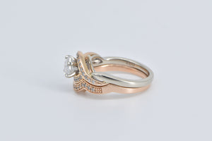 14K 1.00 Ctw Radiant Diamond Engagement Set Ring Rose Gold