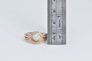 14K 1.00 Ctw Radiant Diamond Engagement Set Ring Rose Gold