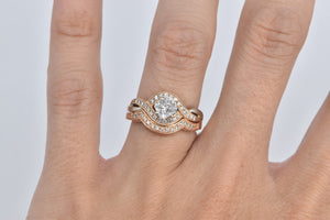 14K 1.00 Ctw Radiant Diamond Engagement Set Ring Rose Gold