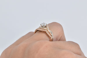 14K 1.00 Ctw Radiant Diamond Engagement Set Ring Rose Gold