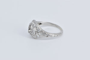 Platinum Art Deco Diamond Encrusted Engagement Setting Ring