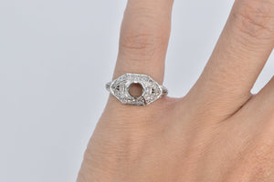 Platinum Art Deco Diamond Encrusted Engagement Setting Ring