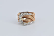 Load image into Gallery viewer, 18K 1960&#39;s Pave Diamond Encrusted Belt Buckle Ring Rose Gold