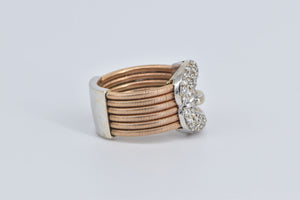 18K 1960's Pave Diamond Encrusted Belt Buckle Ring Rose Gold