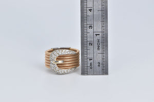 18K 1960's Pave Diamond Encrusted Belt Buckle Ring Rose Gold